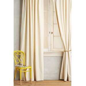 Anthropologie Matte Velvet Curtain Beige